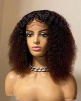Perruque Lace Frontal Closure wig sans colle brésilienne, cheveux humains crépus bouclés, 13x6, pre-plucked, cheveux vierges, pour femme