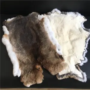 Alfombra de piel de conejo curtida marrón gris 100% de calidad de ropa