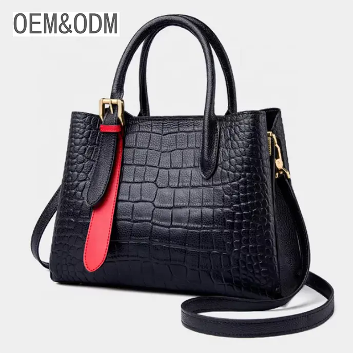 Design luxury women's contrast crocodile leather handbag leather large capacity Pu shoulder bag ladies custom LOGO killer bag
