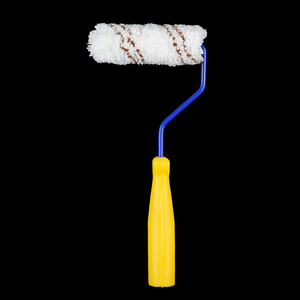 Rouleau de peinture en polyester rayé jaune haute densité avec poignée en plastique rouge, cadre à dégagement rapide, outil de peinture durable pour bricolage domestique - Product Image 6