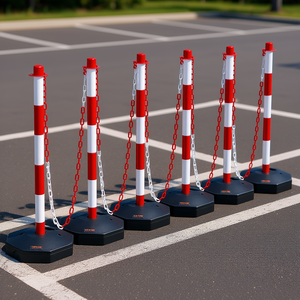 Barrera Delimitadora de Tráfico Vevor de 6.6 Pies, Roja y Blanca, con Cadena, para Estacionamientos, Advertencia de Seguridad, Plástico Reflectante, Control de Tráfico Vial - Product Image 2