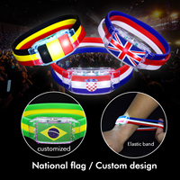 Bracelet LED en silicone à thème drapeau national pour promotion et décorations