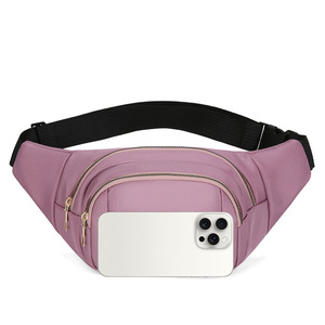 Bolsa de Cintura Unisex Moderna para Teléfono, Tela Oxford, Bolsillo con Cremallera, Correa Ajustable, Primavera 2025, Color Morado Taro - Product Image 4