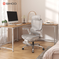 Chaise de bureau exécutive ergonomique moderne SIHOO B300-PRO avec accoudoirs 6D, surface en maille respirante grise, hauteur réglable
