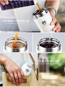 Logo personnalisé gobelet en acier inoxydable avec double paroi isolation thermique en cuivre peint à la bombe couvercle rabattable tasse à café - Product Image 2