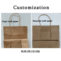 Sac en papier kraft brun personnalisé avec poignées, prix d'usine