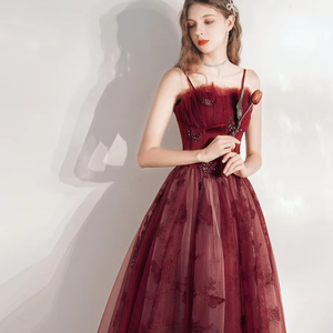 Shop Online Burgundy Lace Dresses Puff Sleeve Floral Design | Alibaba.com