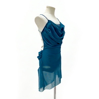 Costume de danse de scène professionnel pour femmes en spandex/nylon avec strass et jupe transparente Fitdance