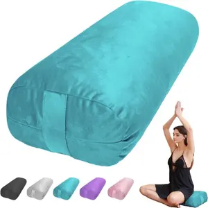 Housse en velours remplie d'un oreiller de méditation rectangulaire en coton doux pour yoga