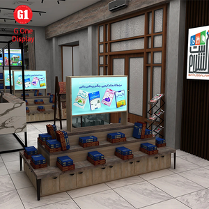 Étagères de présentation de livres en bois personnalisées modernes, design élégant pour bibliothèque avec éclairage LED, meuble de présentation de livres mural - Product Image 3