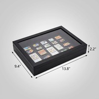 Support de rangement pour badges personnalisé, boîte de présentation transparente anti-poussière pour broches, présentoir à bijoux et médailles en cuir PU