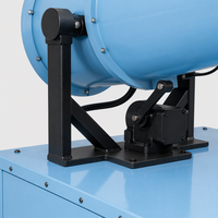 Canon à brouillard bleu clair certifié ISO9001, fabriqué sur mesure en tôle, avec corps de ventilateur, support noir et roulettes