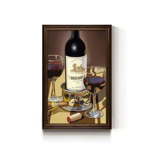 Decorazione del vino rustico Vintage arte della parete pittura su tela per il ristorante occidentale Wine Bar cucina Lounge - Product Image 4