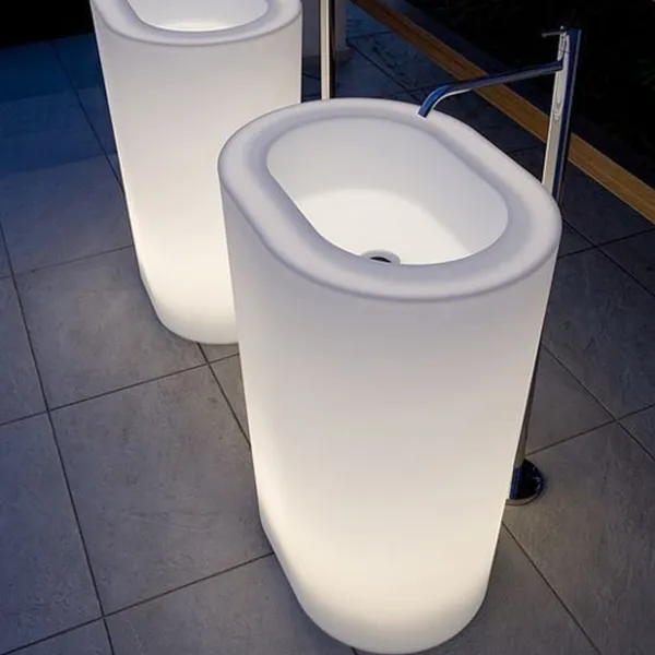 2024 Led Lighted Wash Basin Marble Stone Multi-purpose Bathroom Under Sink Organizers