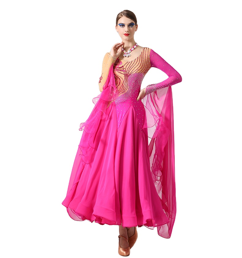 OCTS7054 Hot Pink Ballroom Dance Dress - Octavia Performance Wear OCTS7054 Hot Pink Ballroom Dance Dress - Octavia Performance Wear