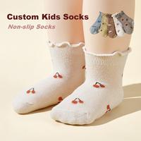 Chaussettes personnalisées en jacquard pour enfants, chaussettes mignonnes à volants, chaussettes douces en coton pour bébés, chaussettes antidérapantes pour tout-petits, chaussettes pour filles pour tous les jours