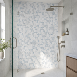 กระเบื้องโมเสค Azula Marble Union ลายหกเหลี่ยม ขนาด 12x12 นิ้ว ผิวขัดเงา ทันสมัย กันน้ำ หนา 8 มม. สำหรับตกแต่งผนังภายใน - Product Image 6