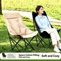 Fauteuil lune moderne rembourré à dossier haut, pliable et portable avec sac de rangement, revêtement en coton, mobilier d'extérieur pour camping, plage, parc, jardin