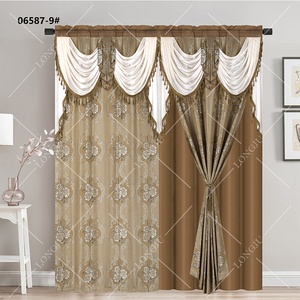 Rideaux occultants double couche de style moderne Rideaux de poche à tige bon marché avec cantonnière Rideaux jacquard Conception à franges exquise - Product Image 3