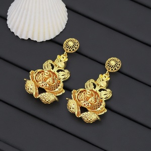 Juego de Joyas Chapadas en Oro de 24k JXX para Mujer, Collar, Pendientes, Brazalete, Anillo, Juego de Joyas de Novia para Boda, Estilo de Oriente Medio e India - Product Image 3