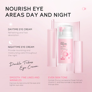 Crème pour les yeux LAIKOU JAPAN SAKURA Jour & Nuit Anti-âge, Anti-rides, Raffermissante, Contre les poches sous les yeux, Contre les cernes, 20g - Product Image 3
