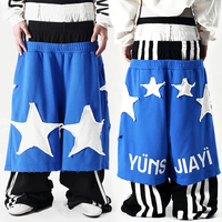 Shorts de jogging YYSY Streetwear personnalisés à double taille, en molleton épais, style vintage, avec patch brodé et effet empilé pour homme