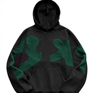 Sudadera Extra Grande para Hombre, Diseño de Bloques de Color en Verde y Negro, Tejido de Poliéster, Estilo Otoñal, Manga Regular, con Bolsillos - Product Image 1
