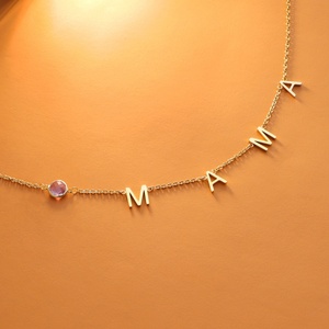 Delicado <span class=keywords><strong>personalizado</strong></span> espaciado letra chapada en oro gargantilla collar hecho a mano <span class=keywords><strong>personalizado</strong></span> nombre inicial mejor amigo <span class=keywords><strong>regalo</strong></span> - Product Image 4