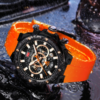 MINI FOCUS 0468 jam tangan pria multifungsi gelang silikon kedap air jam tangan kuarsa kalender bercahaya jam tangan olahraga kasual pria