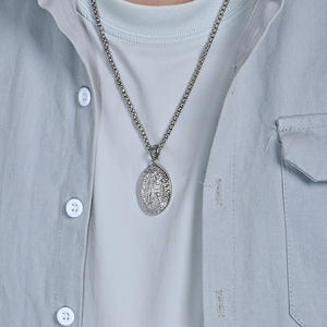 Hip Hop religioso anti no deslustre Virgen María CZ Pvd Acero inoxidable joyería de moda colgantes collares para hombres mujeres al por mayor - Product Image 3