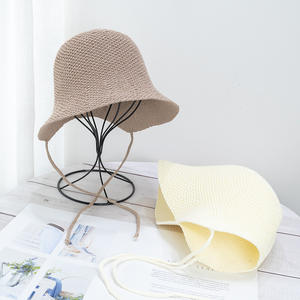 Sombrero de pescador Xia Ketie para mujer, transpirable, de algodón y lino, coleta pequeña de Color sólido, tejido, protector solar, lavabo, escena informal de verano - Product Image 4