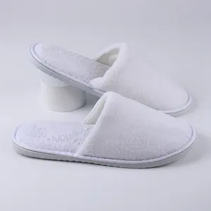 Manufacturers Promote High Quality Hotel Terry Slipper Good Water Absorption White Hotel Bathroom Slipper