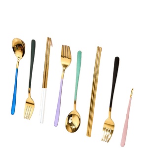 304 cấp thực phẩm du lịch chuyến đi 3 cái Hàn Quốc thép không gỉ <span class=keywords><strong>Flatware</strong></span> <span class=keywords><strong>Set</strong></span> với trường hợp hộp màu thiết lập dao kéo cho cắm trại ngoài trời - Product Image 1