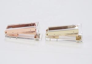 Huishen — ensemble de papeterie de bureau de luxe, <span class=keywords><strong>agrafeuse</strong></span> en acrylique transparent, en métal doré rose - Product Image 4