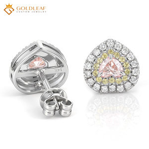 Pendientes de Oro Blanco de 14k con Diamante Cultivado en Laboratorio, Corte Corazón, 2.7g, Unisex, Regalo - Consulte con Nosotros sobre Diamantes Blancos - Product Image 2