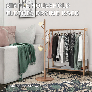 Wooden Coat Stand Floor Mounted Coat <b>Rack</b> Tree Wooden Hat and Bag Organizer for Bedroom Entryway - Product Image 2