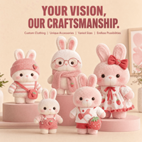 Mascotte en peluche Lapin Lait de Fraise, Jouet en peluche personnalisé, Animal en peluche, Mascotte douce, Vente en gros, Logo personnalisé, Cadeau promotionnel