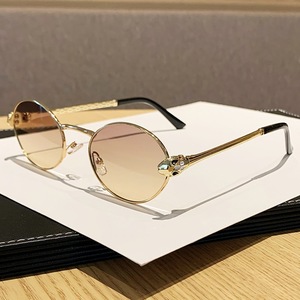 Gafas de Sol al por Mayor, Nuevas, Estilo Europeo Americano, Montura Metálica Ovalada, UV400, Montura Completa, Unisex, <span class=keywords><strong>a</strong></span> la Moda, Populares en <span class=keywords><strong>Instagram</strong></span> - Product Image 4