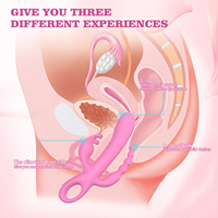 Vibrateur Lapin à Trois Têtes en Silicone Liquide pour Femmes avec Plug Anal OEM & ODM Jouet Sexuel IPX6 Plaisir Sexuel Vente en Gros pour Sex Shop