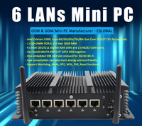 Eglobal Pas Cher Pc Industriel Celeron 3865u Dual Core 6 Lan Firewall Soutien AWAL RTC WOL PXE Réinitialiser Mini Pc