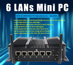 Eglobal พีซีอุตสาหกรรม,อุปกรณ์เซเลรอน3865u Dual Core 6 Lan ไฟร์วอลล์รองรับ AWAL RTC WOL PXE Reset Mini Pc - Product Image 2