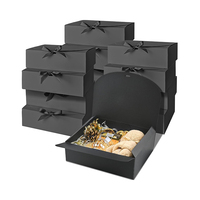 Boîtes cadeaux rigides de luxe avec couvercle amovible noir attaches de ruban Logo personnalisé Emballage en papier carton de luxe gaufrage revêtement UV