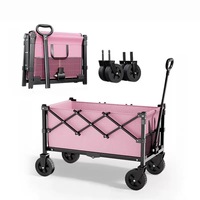 Chariot utilitaire pliable robuste pour l'extérieur, chariot de jardin avec pneus larges et poignée réglable pour le camping et les pique-niques