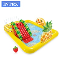 Intex 57158 Aufblasbarer Outdoor-Wasserpark Schwimmbad mit Rutschen Kinder-Ozeanball-Paddelbecken