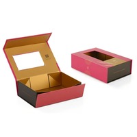 Boîte cadeau magnétique de luxe en papier avec logo personnalisé et fenêtre transparente en PVC, emballage rigide en carton, échantillon gratuit disponible