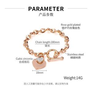 Vente <span class=keywords><strong>en</strong></span> gros de <span class=keywords><strong>bracelet</strong></span> à breloques <span class=keywords><strong>en</strong></span> plaqué <span class=keywords><strong>or</strong></span> 18 ct avec fermoir à bascule <span class=keywords><strong>en</strong></span> zircon cubique pour femmes bijoux tendances <span class=keywords><strong>en</strong></span> acier inoxydable avec chaîne et maillons - Product Image 5