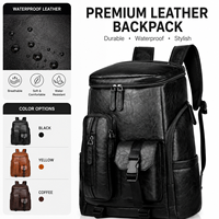 Sac à dos vintage en cuir huilé pour homme, grande capacité, imperméable, pour ordinateur portable, affaires et école