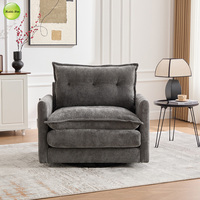 Schnelle Lieferung USA Stock 360 ° Drehbarer gepolsterter Sessel für Wohnzimmer Akzents tuhl mit Aufbewahrung tasche Einzels ofa stuhl 9084