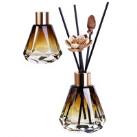 Bouteille diffuseur de parfum en verre à facettes de forme irrégulière de 60 ml, flacon vide de diffuseur d'aromathérapie sans flamme de qualité supérieure