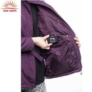 Imperméable pour femmes, Trench-Coat violet, veste chauffante, avec capuche détachable - Product Image 5